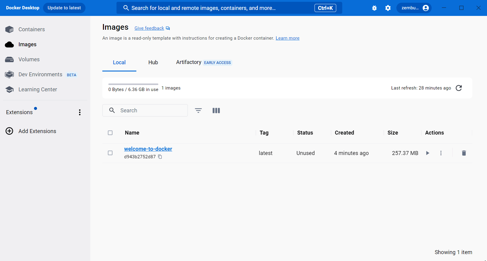Docker Desktop でイメージを実行
