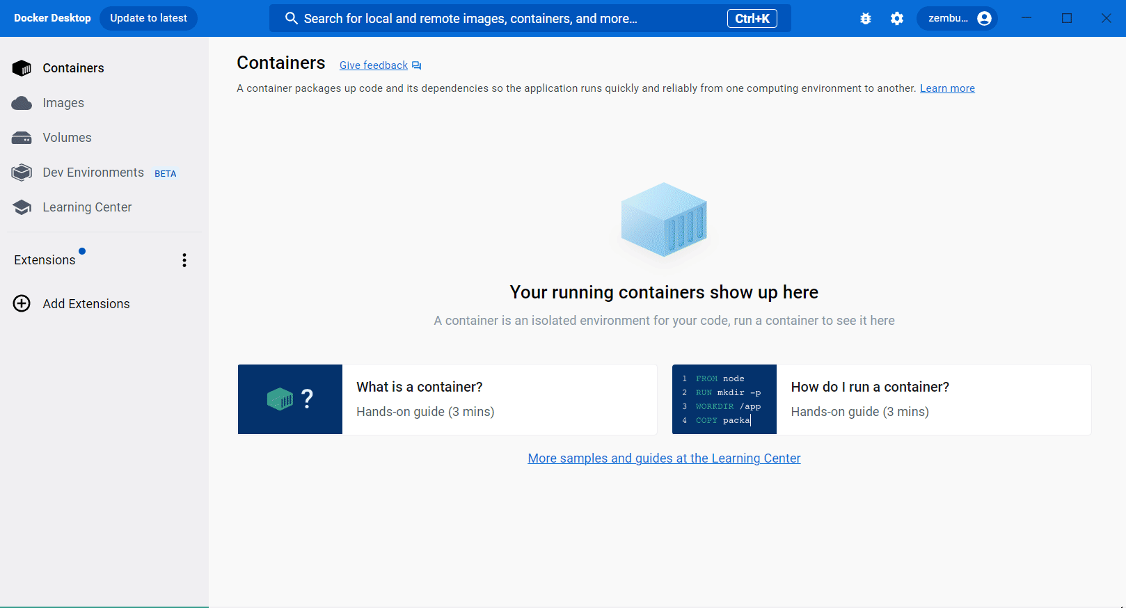 Docker Desktop でイメージを実行