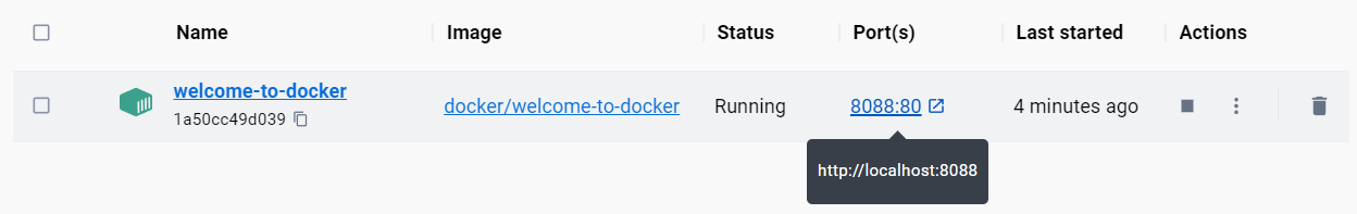 Docker Desktop からコンテナのフロントエンドにアクセス