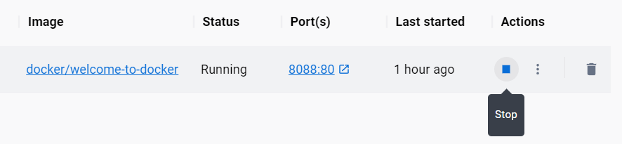 Docker Desktop でコンテナを停止